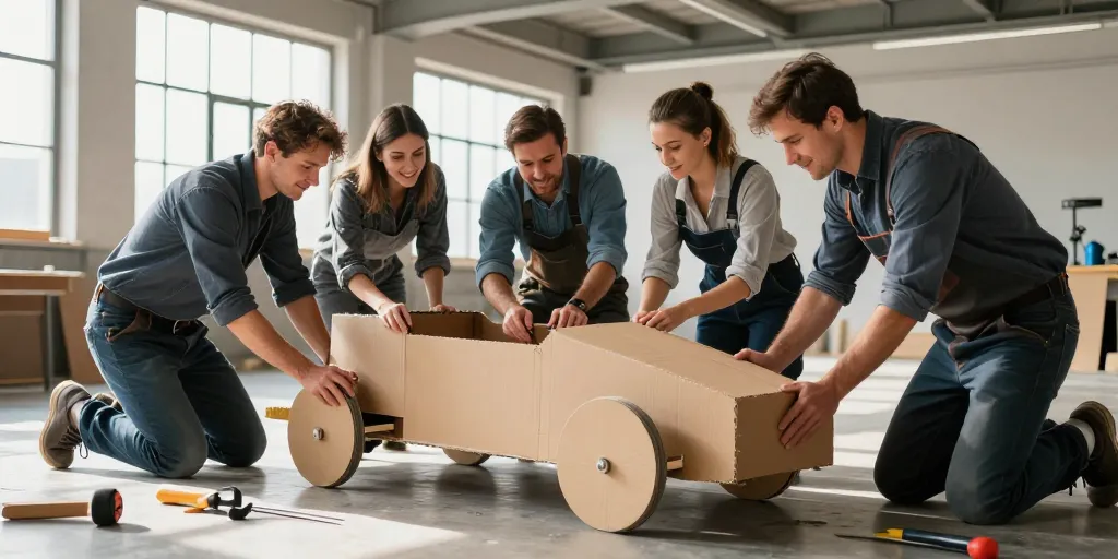 team building construction voiture