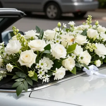 composition florale mariage voiture